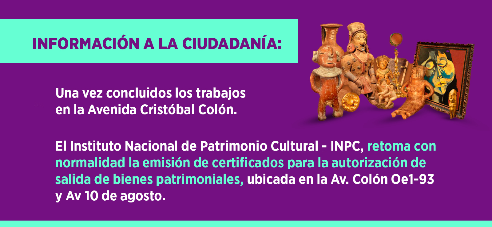 Lugar emisión de certificados para la autorización de salida de bienes patrimoniales